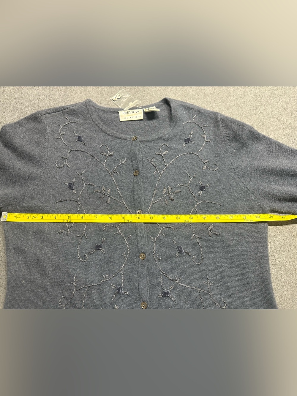 Preview Collection Gray Embroidered Button-Front Cardigan - Picture 6 of 8